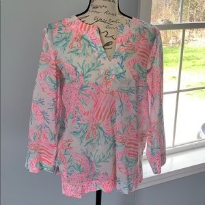Lilly Pulitzer Pink Crab Print Tunic sz Medium